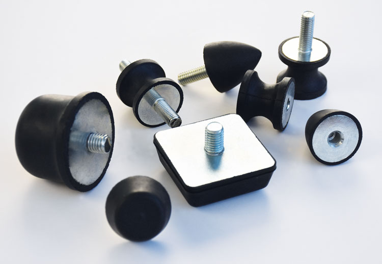 Olika vibrationsdämpare som ligger utspritt
